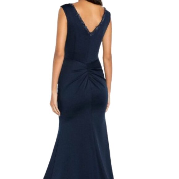 NWT Cameron Blake CB143 Crepe Mother of the Bride Dress Navy Size 12 - Picture 3 of 6